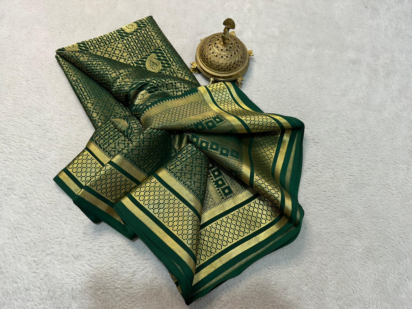 Rich Brocade Checks Pattern with Mango Design Mysore Silk Saree