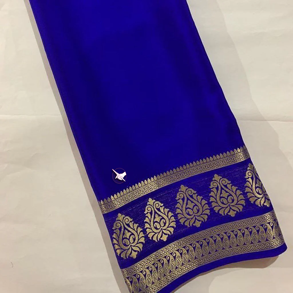 Pure Mysore Silk Saree With Fabolous Golden Zari Border