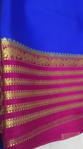 Traditional Mysore Silk Zari Border Blue Saree