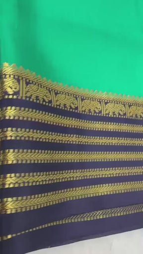Spanish Viridian zari Border Traditional Mysore Silk Saree