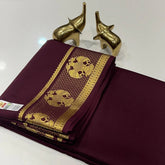 Traditional Chocolate Colour Mysore Silk Saree With Zari Border